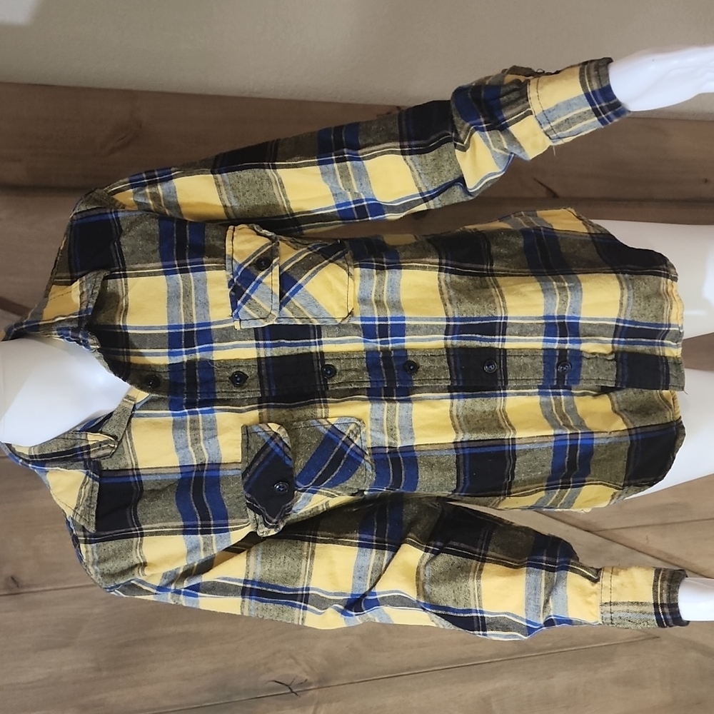 Womens flannel button shirt, yellow and blue, The original Arizona Jean company,